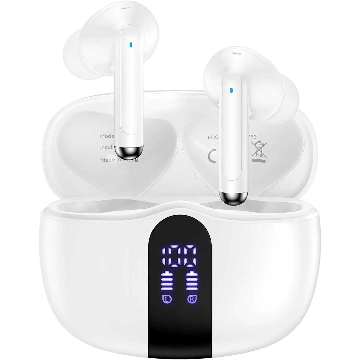 Wireless earbuds for Google Pixel 10a, 10 Pro XL, 10 Pro Fold, 10Pro, 10, 9a, 9 ProXL, 9 ProFold, 9Pro, 8, 7, 6, and 60H Bluetooth headphones with in-ear design, noise-canceling, IPX7 waterproof, and sports LED lighting.
