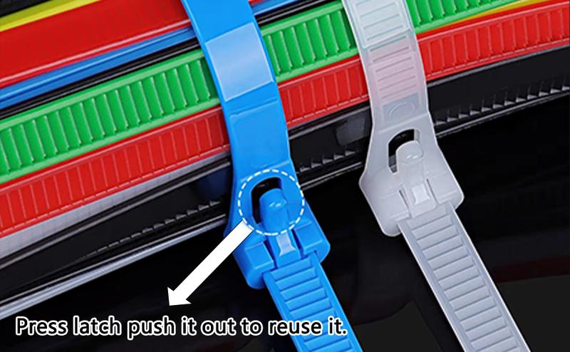 100pcs Removable Colored Plastic Cable Ties,Reusable Zip Ties,Buckle Self-Locking Premium Nylon Cable Wire Ties,Heavy Duty 50 Lbs Tensile Strength Colored Plastic Cable Ties for Indoor Outdoor.