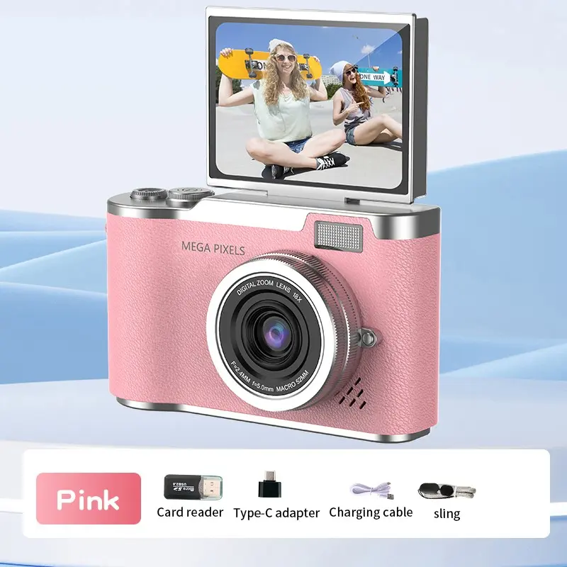 Autofocus vlogging camera with 180° flip screen, 48M high-resolution imaging, retro-style CCD cassette camera, entry-level digital camera with games and multiple filter functions, suitable for photography enthusiasts and vloggers