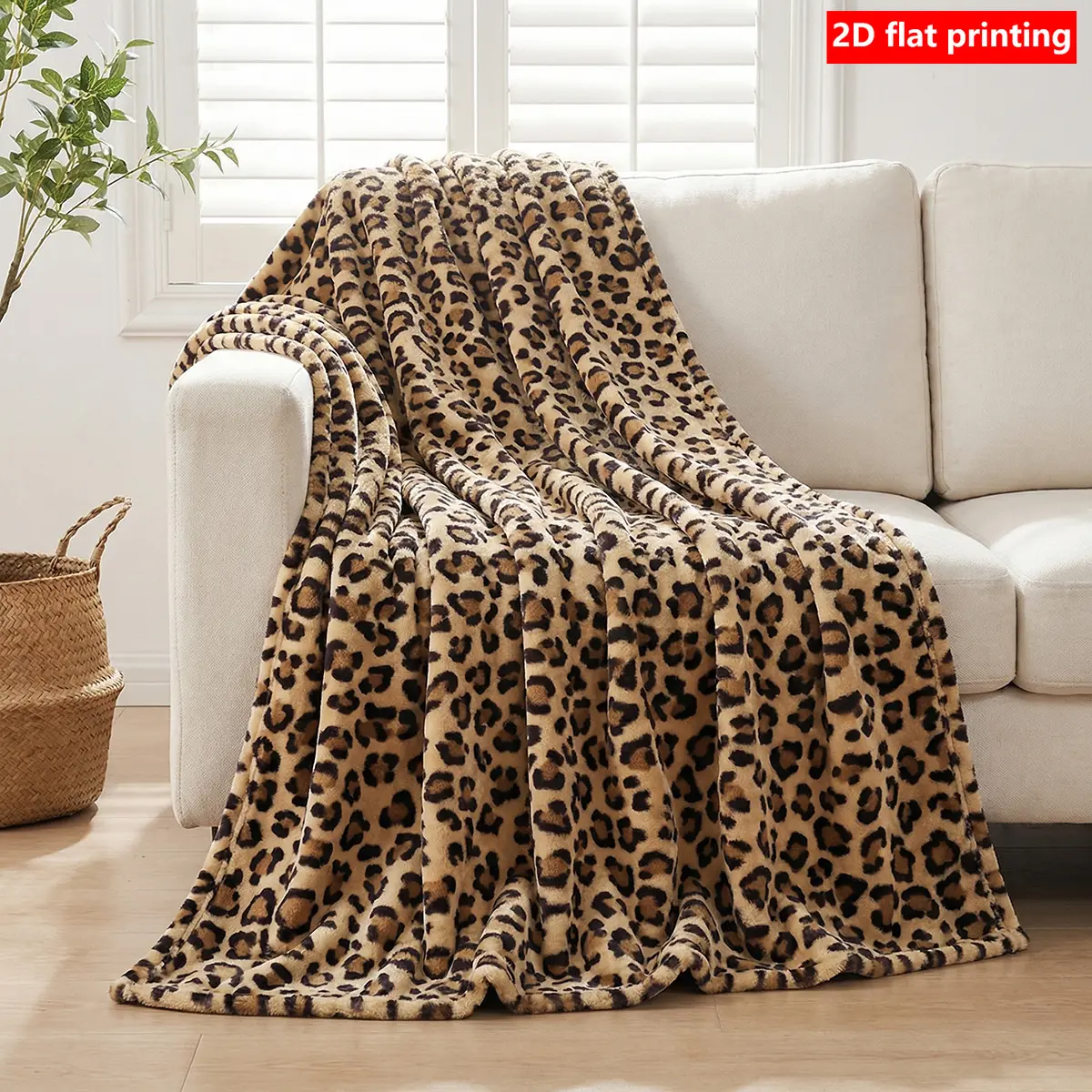1pc 2d Flat Printed Leopard Pattern Flannel Lunch Break Blanket Air-conditioning Blanket, Suitable for Sofa Travel, Bed, Living Room, Super Soft Furry Cheetah Print Blanket Flannel Material, Flannel Throw Blanket