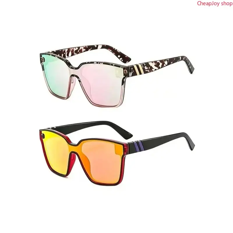 2pcs Tortoise Shell Pattern Flat Top Sunglasses for Women, Sun Protection Sunglasses for Men, Trends 2024 for Outdoor Activities Back To School Fall Streetwear Mascs