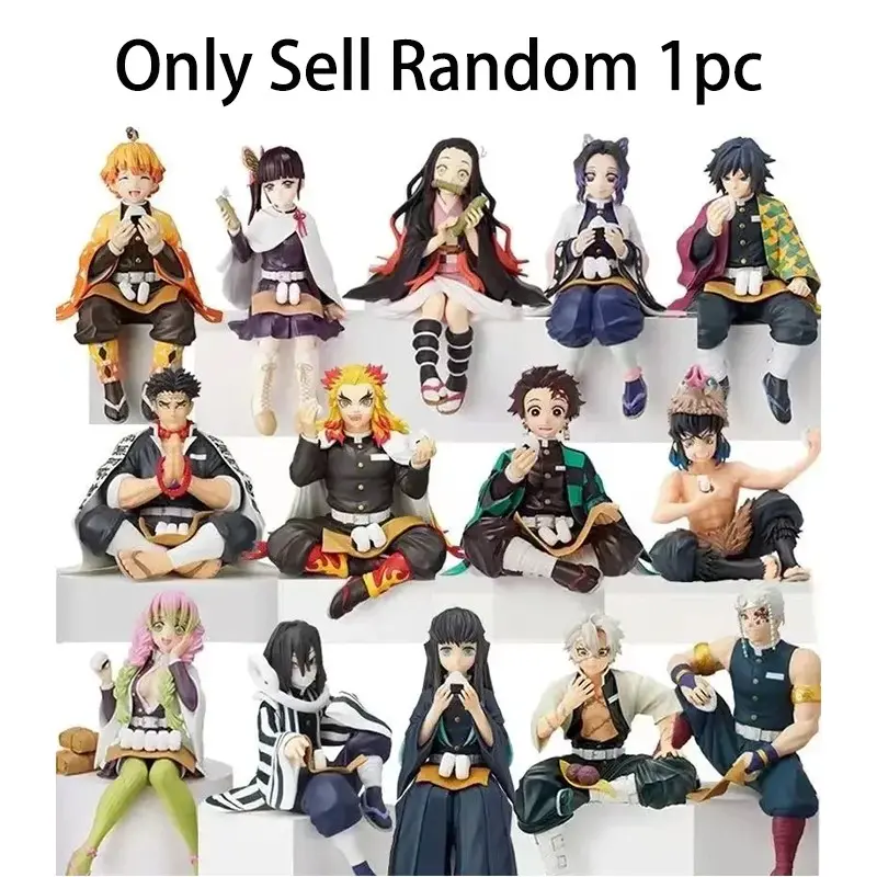Demon Slayer Sitting Figure Kimetsu No Yaiba Noodle Stopper, PVC Collectible Figurine, Anime Desk Decor, Random 1pc Gift