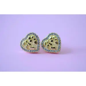 Icy Nugget Heart Earrings