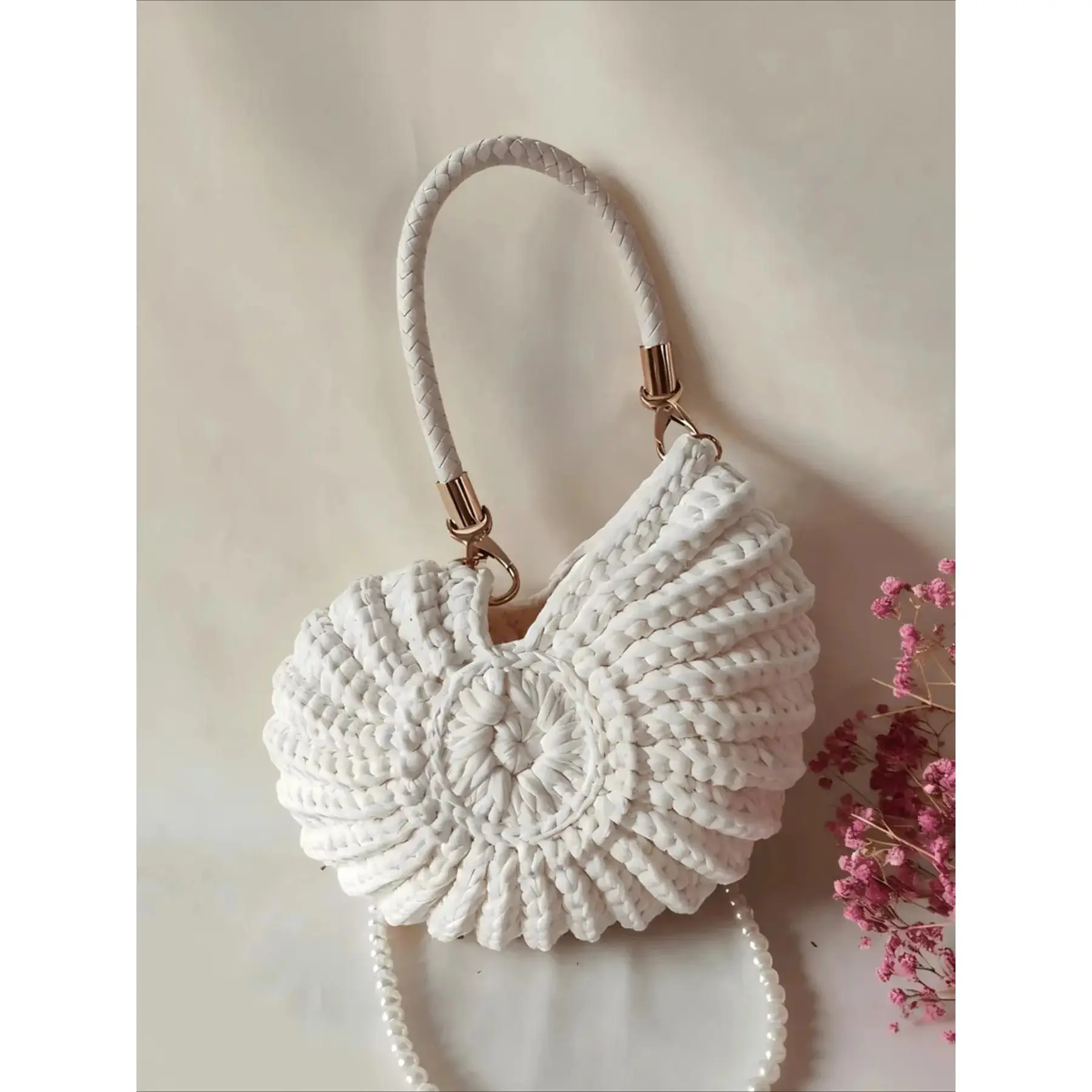 Hand-Crocheted Crescent Bag for Women, Boho Woven Shoulder & Crossbody Purse, Lightweight for Casual Shopping, Travel, and Daily Use, Beach Outfits