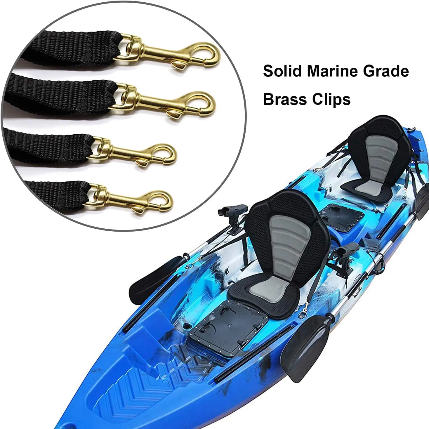 2 Pack of Kayak Seat Deluxe Padded Canoe Backrest Seat Sit On Top Cushioned Back Support SUP Paddle Board Seats with Detachable Storage Bag 4 Adjustable Straps for Kayaking Canoeing Rafting Fishing