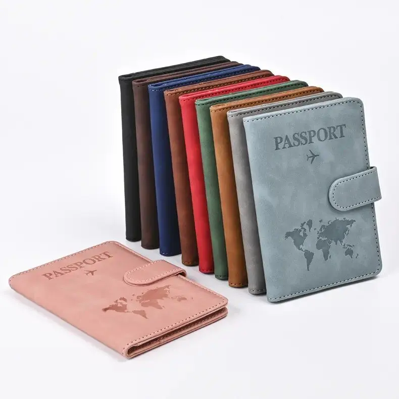 World Map Leather Passport Holder and RFID Blocking Travel Wallet, Cute High-Capacity Multi-Compartment Organizer for Cruise Trips, Passport Cover, Modern Passport Holder