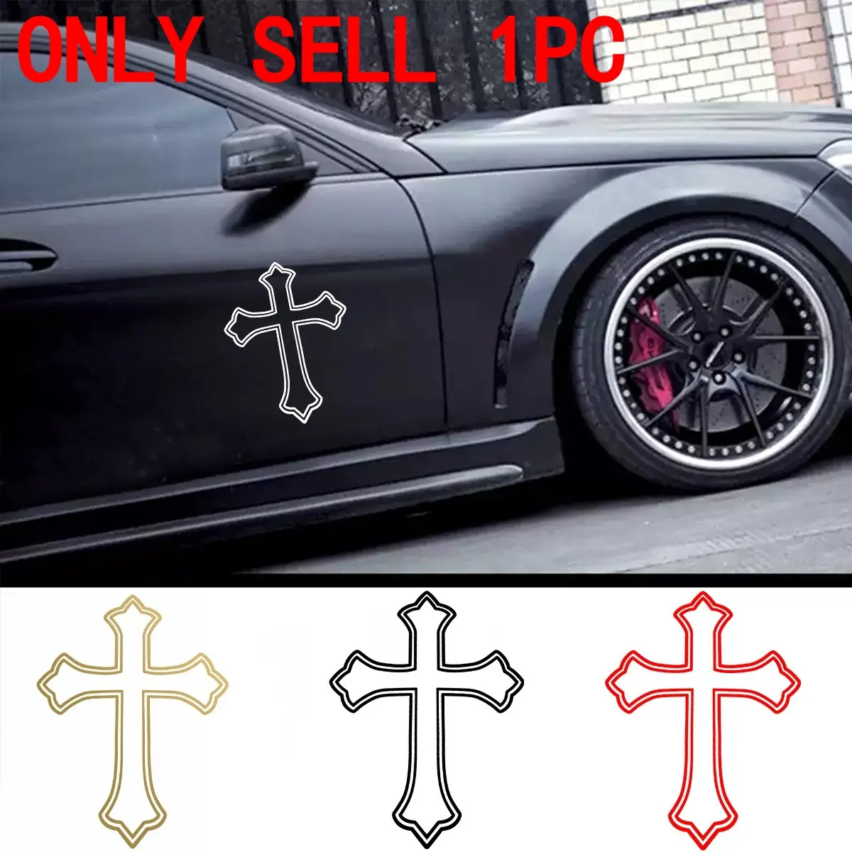 1 piece Christian cross car sticker, Car decals, Sticker for cars, multiple colors, waterproof and wear-resistant, sunproof and fade-proof, suitable for triangle windows, bumpers, motorcycles, for religious believers and car sticker enthusiasts