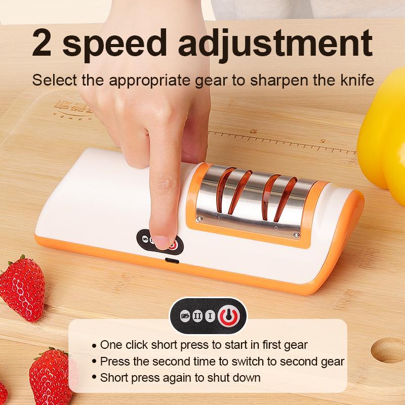 Electric Knife Sharpener, 1 Count USB Rechargeable Knife Sharpener, Adjustable Angle Sharpener for Kitchen Knife Grinding and Polishing Tool