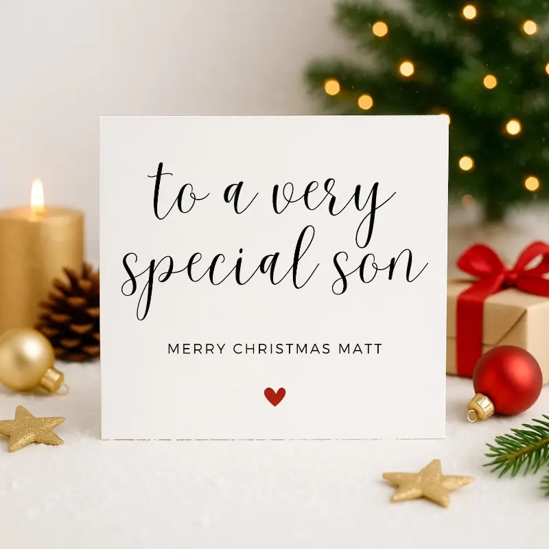 1pc Christmas Card for a Very Special Son, Merry Christmas Son, Personalized Christmas Card for Son, Holiday Card for Parents to Son