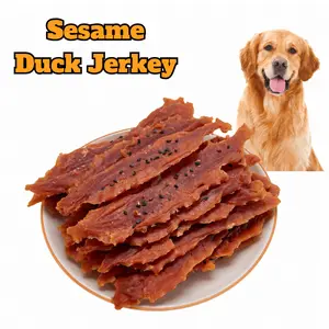 ComfyCradle Sesame Coated Duck Breast Jerky Dog Snacks, low-temperature dehydrated meat strips, chewy texture for daily teeth grinding, practical training treats suitable for puppies and adult dogs of all breeds as regular supplementary food
