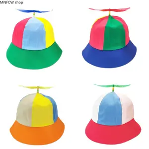 2026 Viral Rainbow Propeller Fisherman Bucket Hat, Parent-Child Matching Windmill Sun Protection Cap, Colorful Cute Summer Artistic Unisex Family Beach Hat
