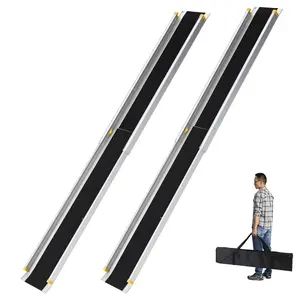 Portable Telescoping Aluminum Wheelchair/Motorcycles Ramp – Lightweight, Anti-Slip, Adjustable Loading Ramp for Steps, Doorways, Vehicles – 600lbs Capacity with Carry Bag – 6/8 FT for Home, Travel
