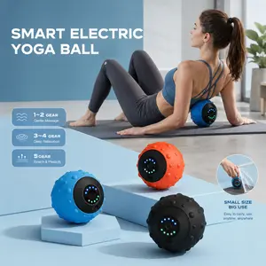Electric Vibrating Massage Ball, Deep Tissue Muscle Massager with 5 Speed Levels, USB Rechargeable Portable Fascia Massage Roller for Muscle Relaxation, Post-Workout Recovery, Yoga, Stretching, Gym, Fitness Training and Full Body Muscle Recovery