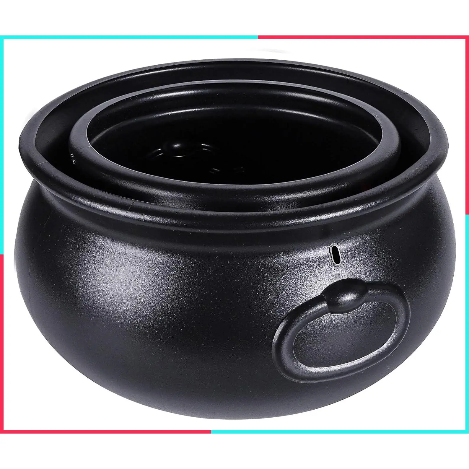 12.6" and 7.4" Halloween Large Cauldron Set, 2pcs Black Plastic Witch Cauldron Kettle Candy Holder for Halloween & St. Patrick’s Day Party Favors Decor