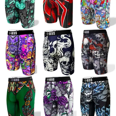 Men's Plus Size Long Briefs 1xl-6xl, Breathable Sports Underwear, Stretchy Underwear, Breathable Comfy Underwear, Printed Underwear, Moisture Wicking, Halloween Spider Print, Quick Dry, Elastic Waist, Underwear Boxers