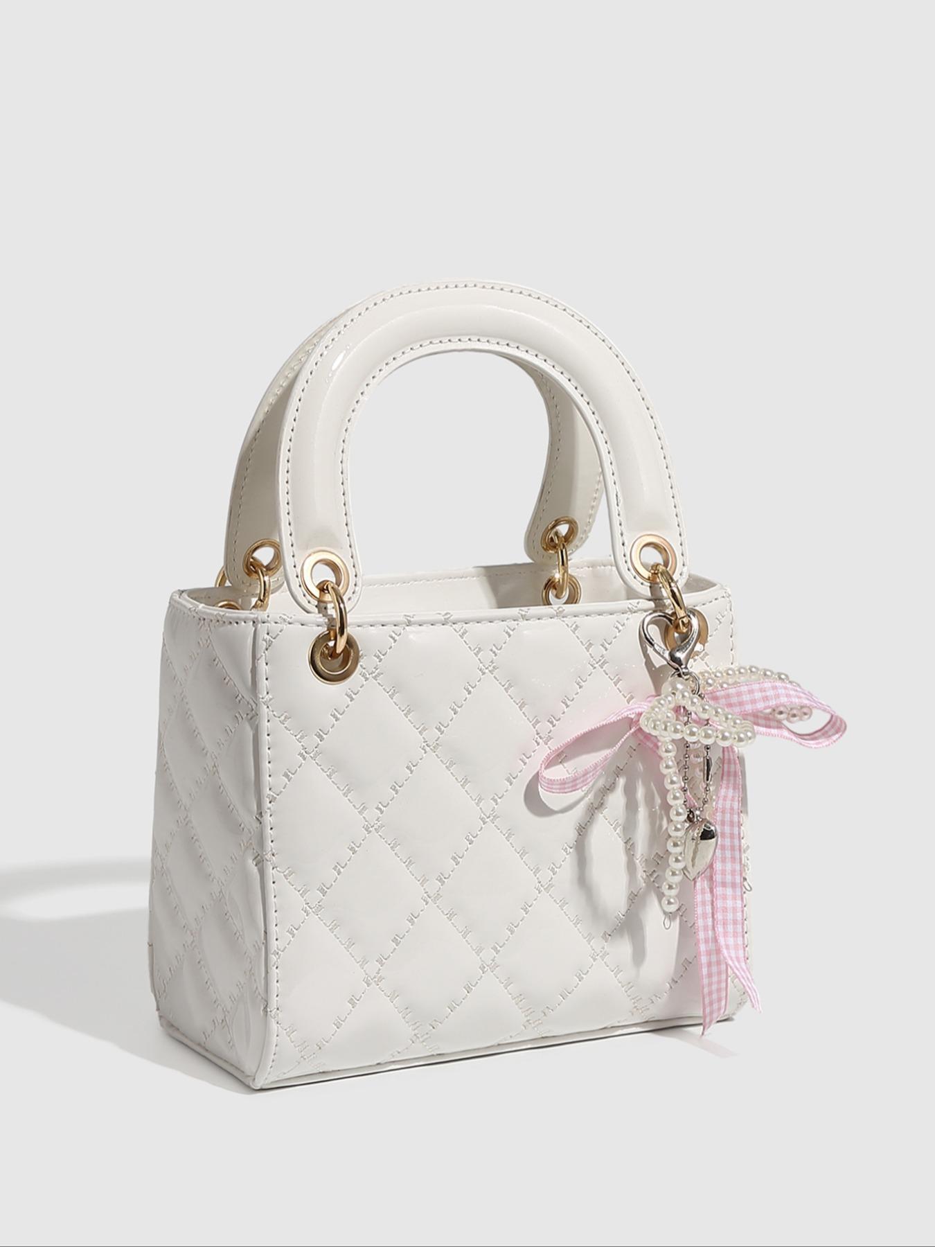 Women's Fashionable Cherry Decorated Quilted Crossbody Bag, Casual PU Leather Shoulder Bag for Daily Used, Trendy Versatile High-quality Daily Commuting Bag