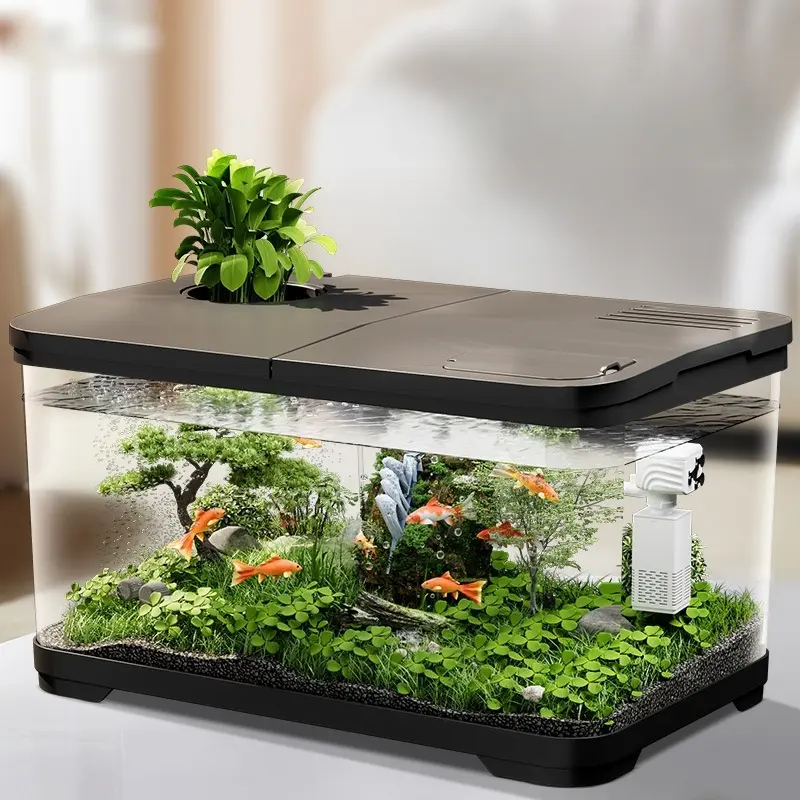 Fish tank aquarium desktop ecological goldfish tank plastic transparent living room decoration medium-large capacity household fish tank
