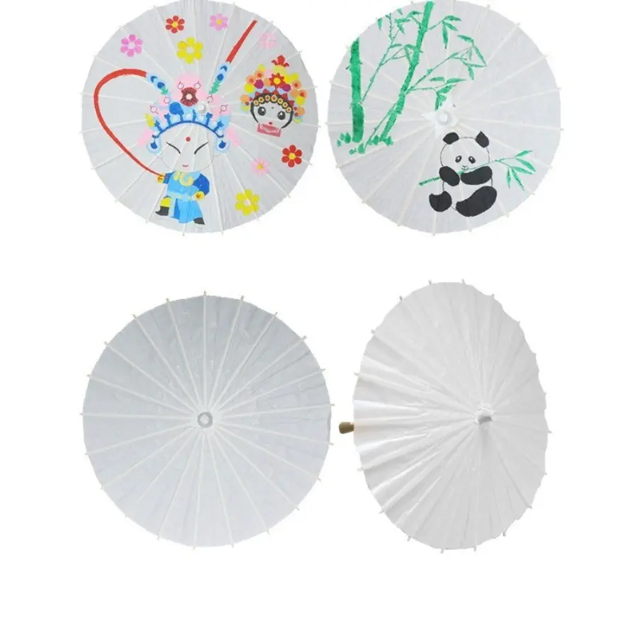 40cm Blank Paper Umbrella, DIY Decorative Solid Color Paper Fan, Ideal for Painting Crafts, Wedding Party Home Decoration, Traditional Chinese Handmade Paper Umbrella