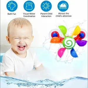 Rotating Windmill Bath Toy, Multicolor Rotatable Water Wheel, Infant Early Education Shower Play Toy, Perfect Baby Birthday Gift