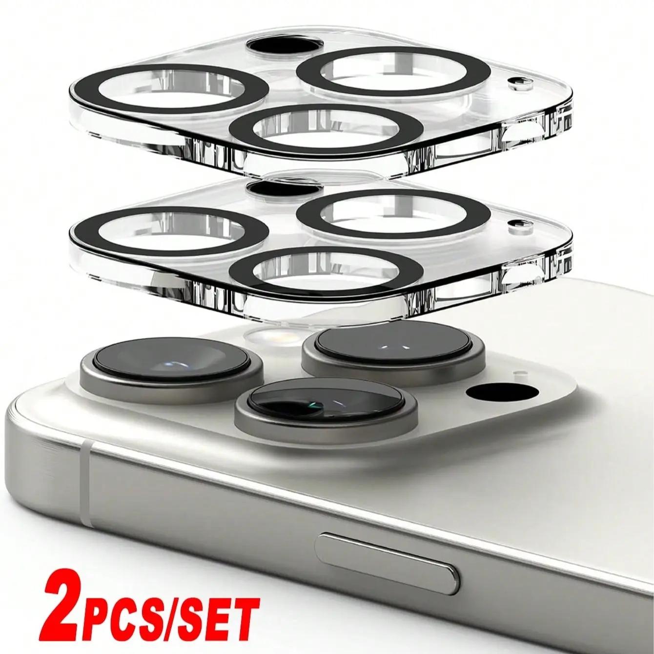 2 Pcs Camera Lens Glass Protection, Cover, Compatible With iPhone 16 Pro Max/16 Pro/16 Plus/16/15 Pro Max/15 Pro/15 Plus/15/14 Pro Max/14 Pro/14 Plus/14/13 Pro Max/13 Pro/13/13 Mini/12 Pro Max/12 Pro/12/12 Mini/11 Series, Anti-scratch