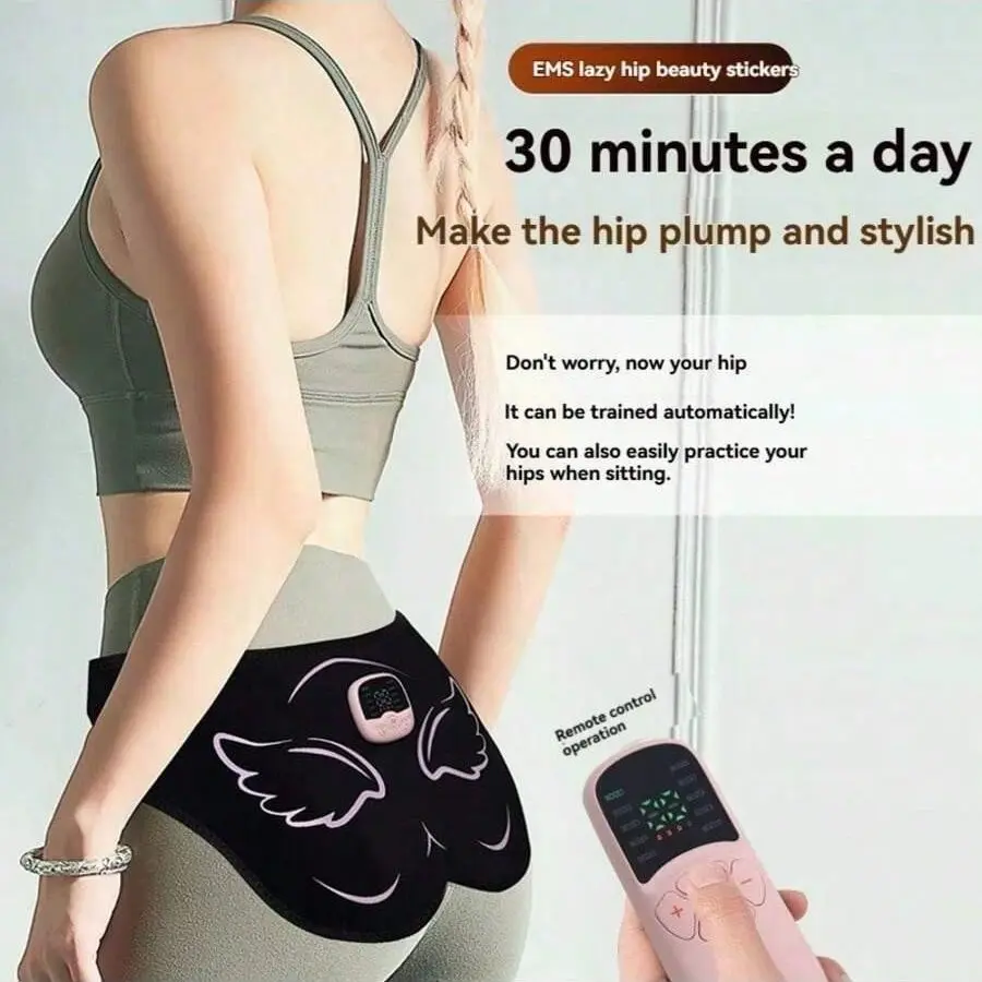 Electric EMS Hip Trainer & Muscle Stimulator with Remote Control - Rechargeable Battery-Powered Slimming Fitness Massager, Butterfly Design Hip Belt for Women & Men, Ideal Gift for Home Gym & Muscle Recovery, Muscle Massager,  Charging fee