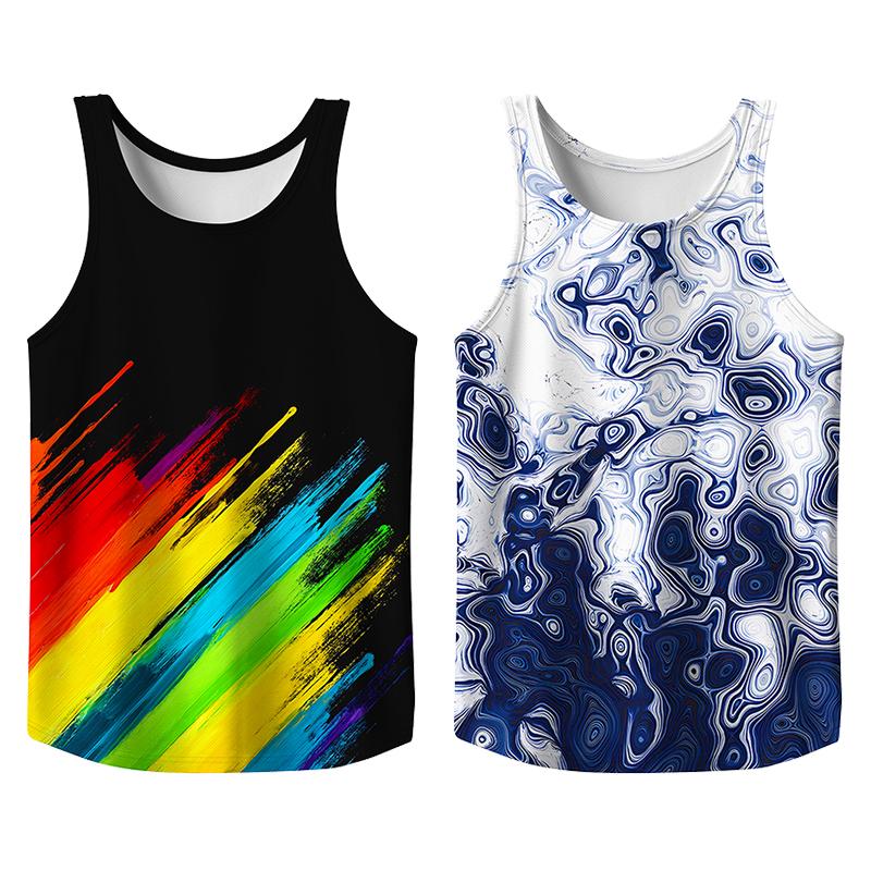 Vintage 2 Pack Oil Painting Tank Top, Trendy Menswear Funny Graphic Tees, Big and Tall Gym Workout Running Tee, Comfy Casual Sleeveless Vests