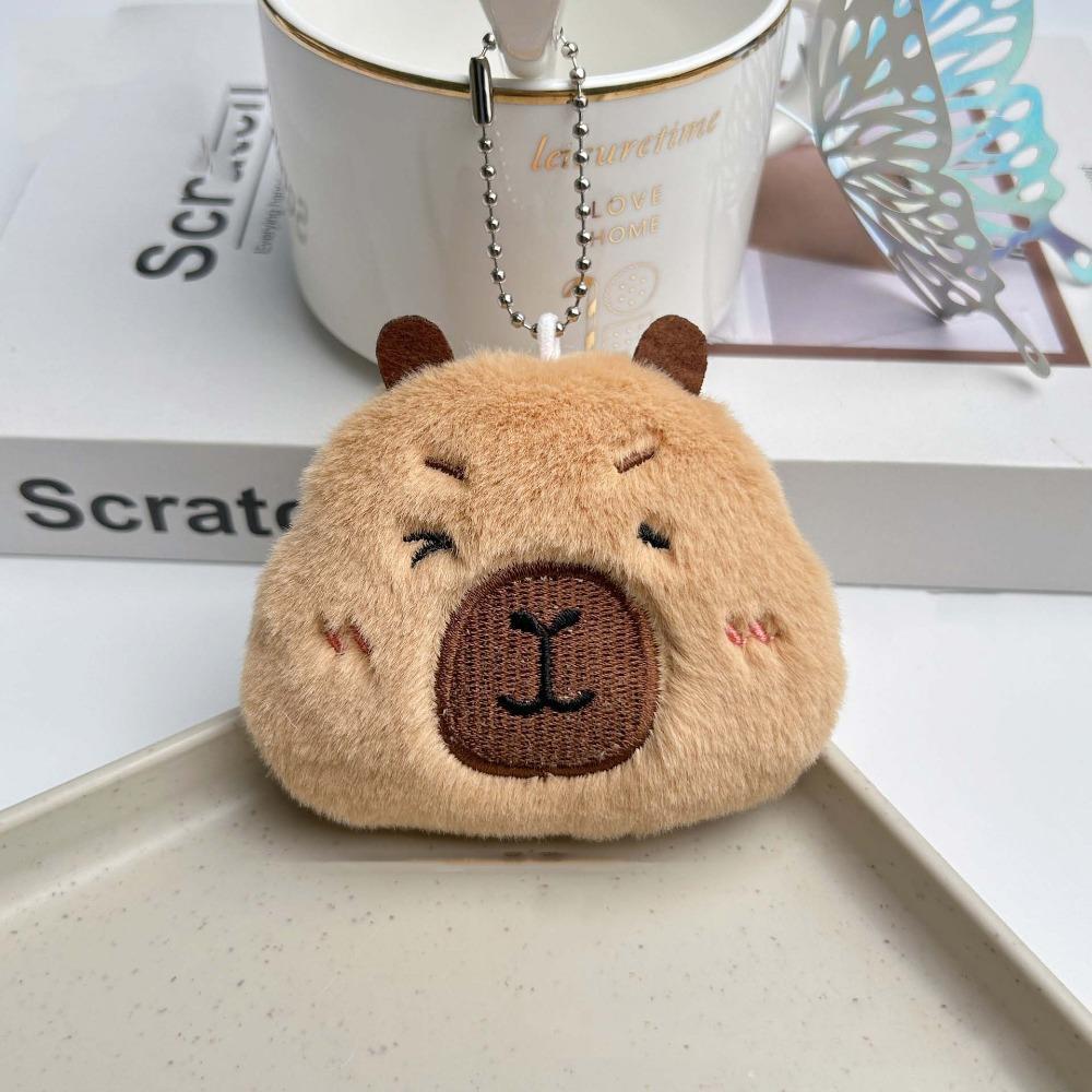 Cute Squinting Capybara Plush Keychain Blinking Heart Capybara Key Ring Beeping Runny Nose Cartoon Animal Pendant Couple