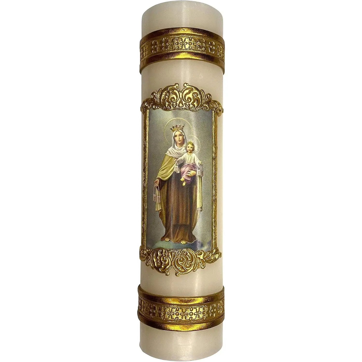 Our Lady of Mount Carmel Virgin Mary Candle Carmelite Cirio Vela de La Virgen del Carmen