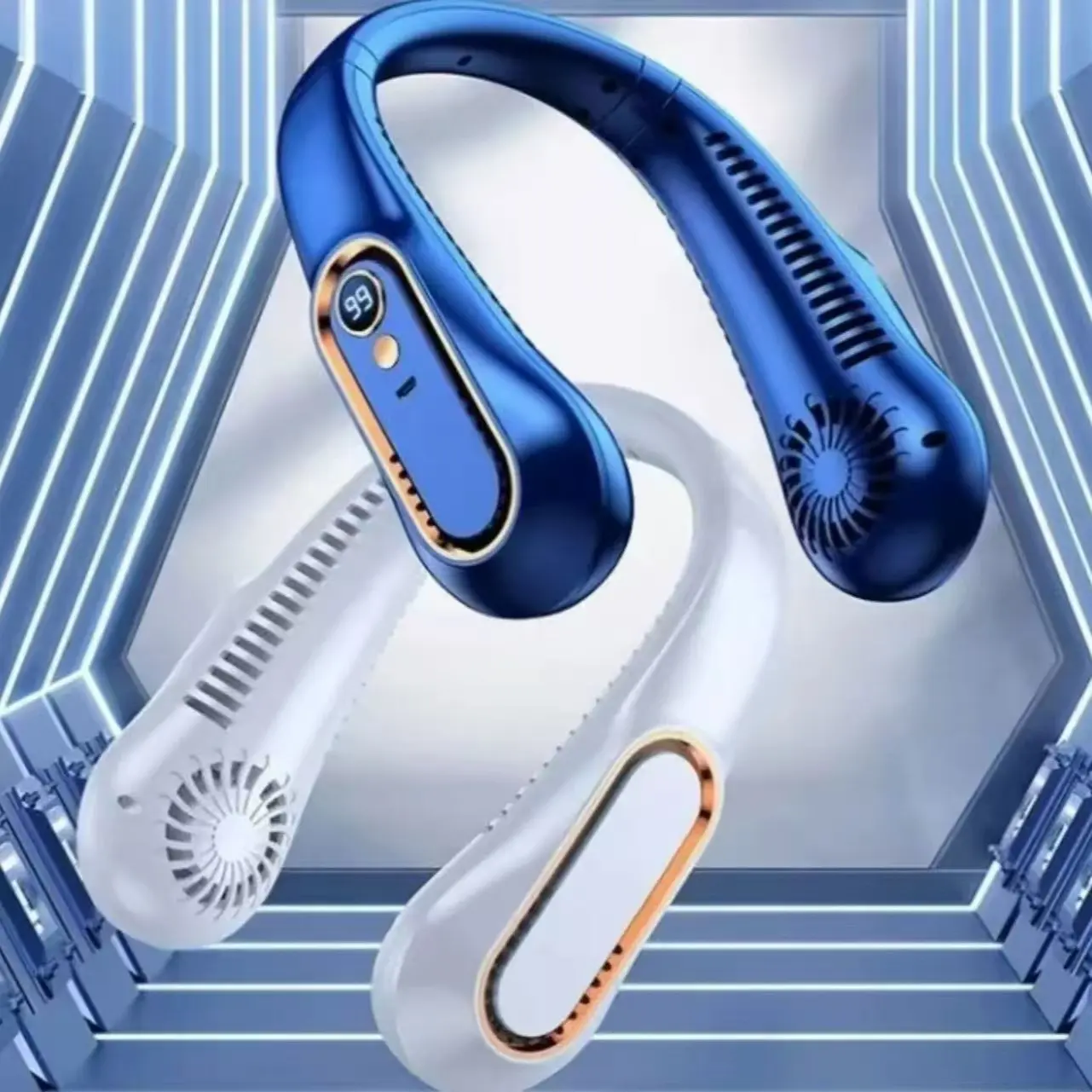 Portable Neck Fan 2026, USB Rechargeable, 360° Cooling, 5 Speed Settings, Indoor Outdoor Use, Ideal for Adults Kids, Perfect Gift