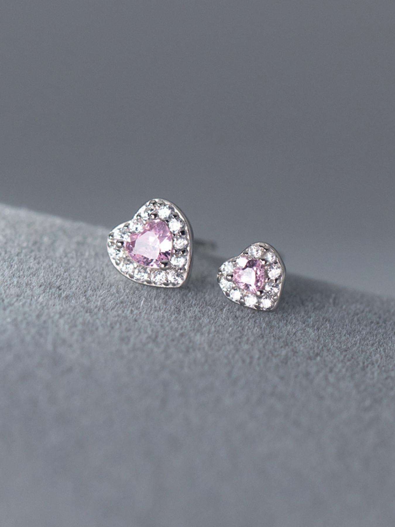 925 Sterling Silver Fashionable Heart Shaped Earrings, Elegant Jewelry for Women, Daily Clothing Decor, Trendy All-match Jewelry for Birthday Gift, Stud Earrings Jewelry