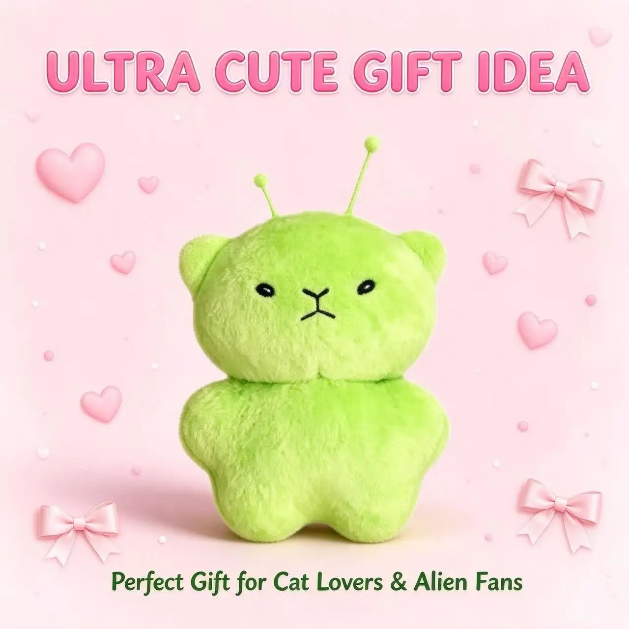 Alien Cat Invasion Earth! Handmade Plush Doll Keychain, Soft Fufu Super Cute, Bag Accessory Healing Small Gift, Adorable Pet Toy