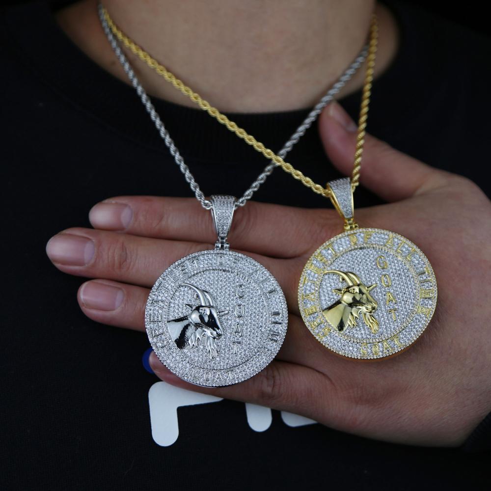 2025 New Iced Out Bling Round Letter Pendant Necklace Full Paved 5A CZ Cubic Zirconia Badge Charm Fashion Hip Hop Men Jewelry