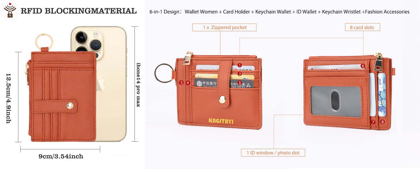 Wallet Keychain Wristlet for Women,Slim RFID Credit Card Holder Purse Tassel Keychain Bangle Key Ring for Men Women
