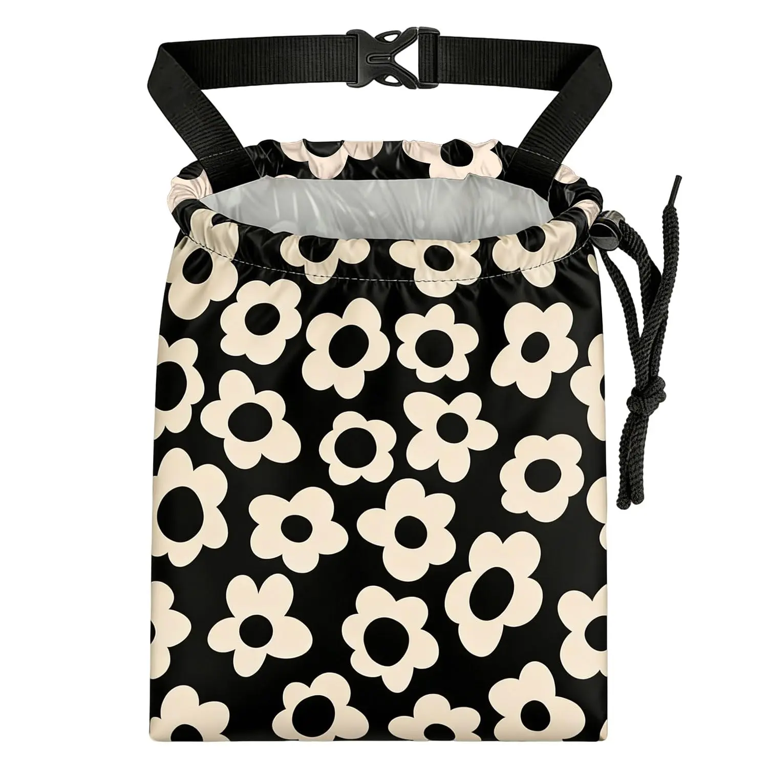 Black Flower  Trash Bag -   Trash Bag  Leakproof  Garbage Bag - Washable  Trash Bag for  Interior  Organizer Storage  Travelling Camping