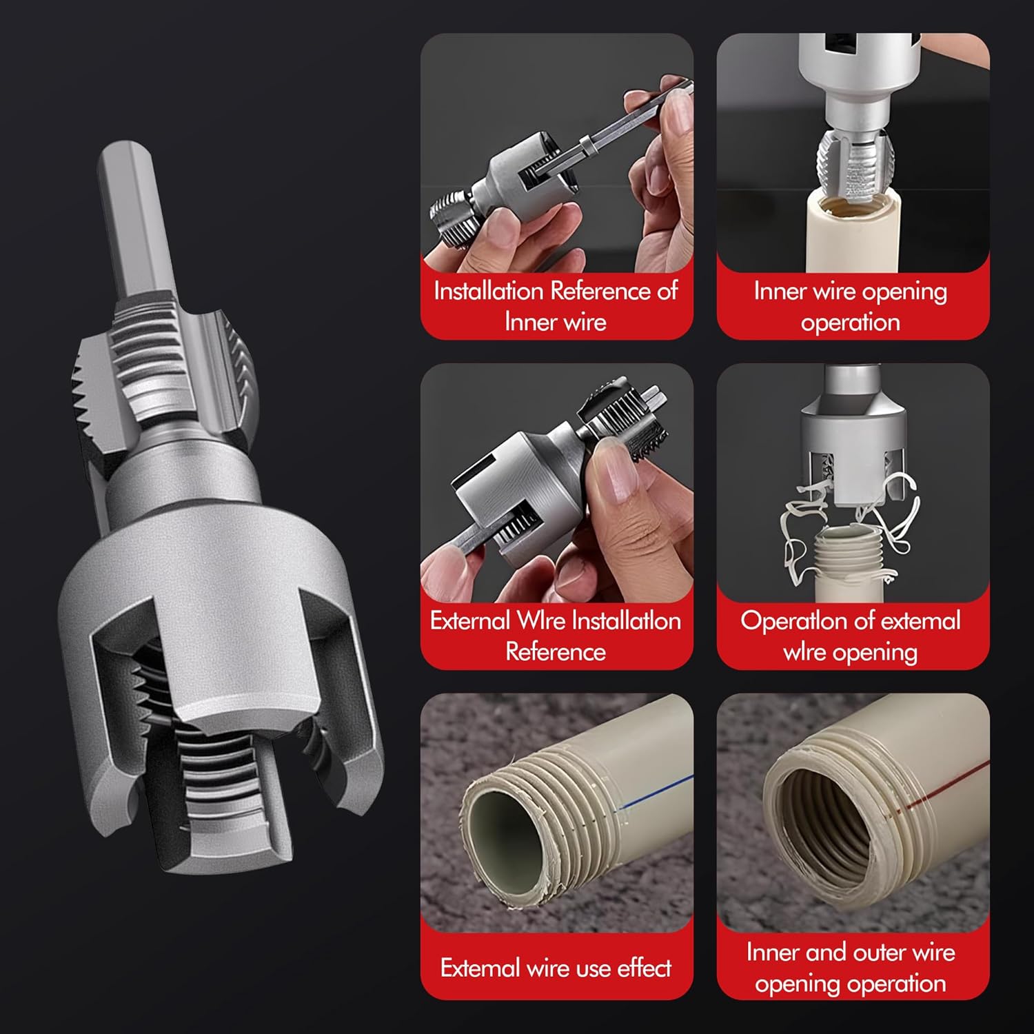 3PCS 1/2'' 3/4'' 1"  PPR PVC Pipe Thread Cutting Tool Set, Integrated Internal & External Screw Tools Upgrade for DIY Plumbing Repair, Durable Design, Pipe Threading Tool