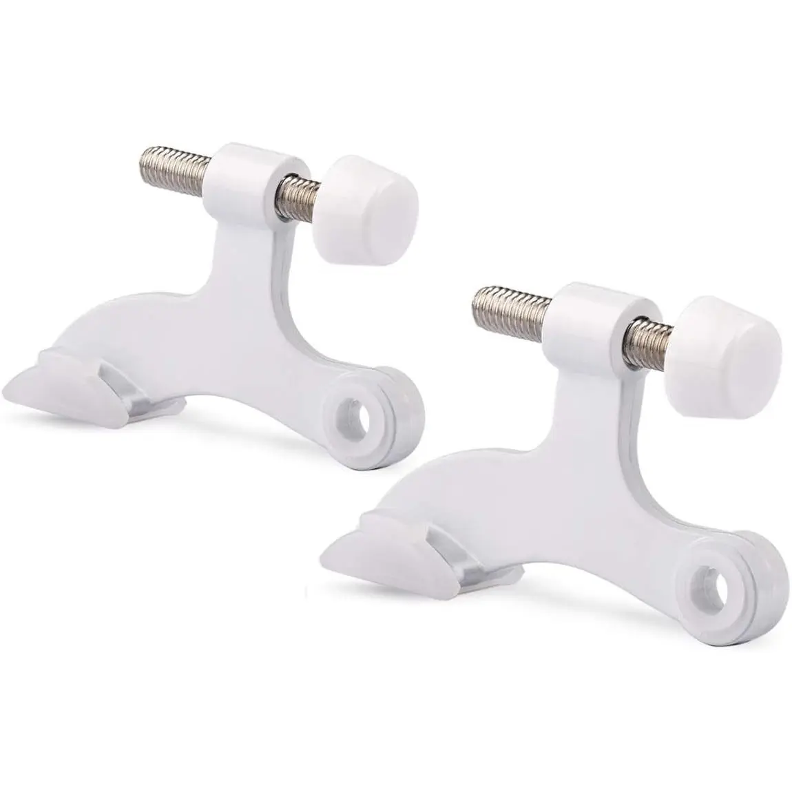 2 Pack Adjustable Heavy Duty White Hinge Pin Door Stopper with Rubber Bumper Tips