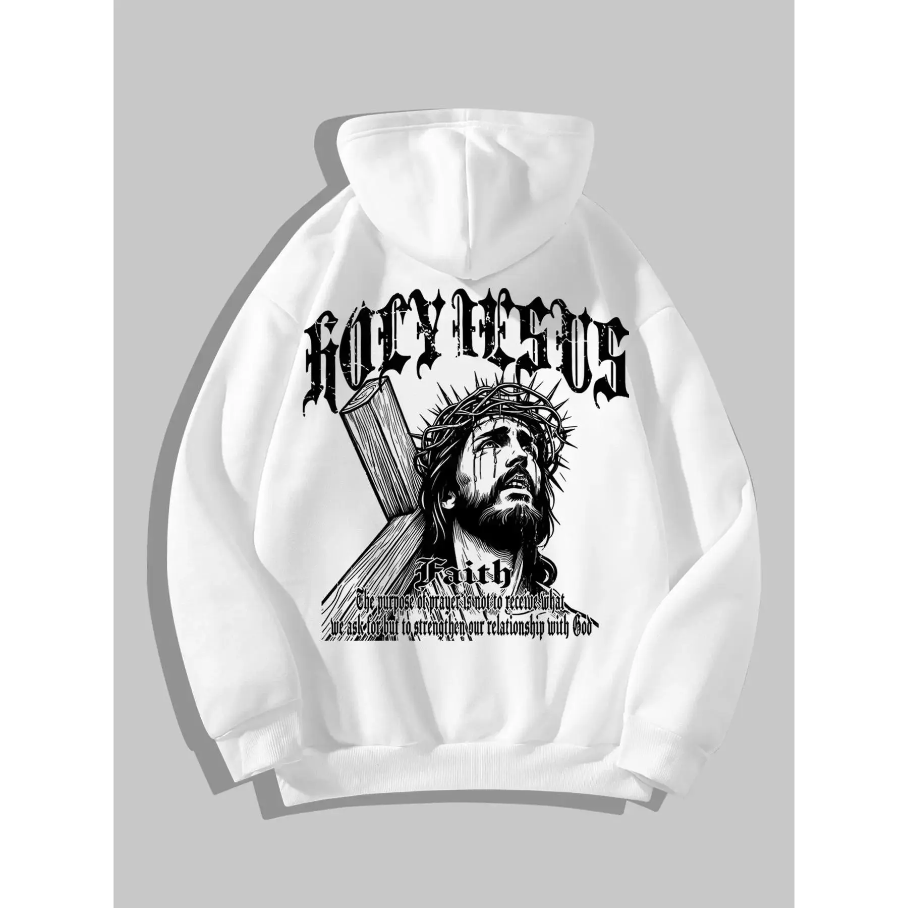 24Hr Fast Shipping Men Jesus Graphic Hoodie Y2K Faith Sweatshirt Regular Fit Long Sleeve Pullover Trendy Streetwear Daily Casual Top Fall Winter Outfit Religious Gift Back To School America250 Vibe