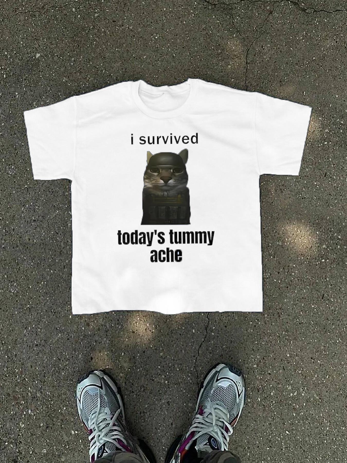 Men's Cat Graphic Print Round Neck Tee, Regular Fit Street Fashion Casual Short Sleeve T-shirt for Daily Wear, Men's Clothes for Summer