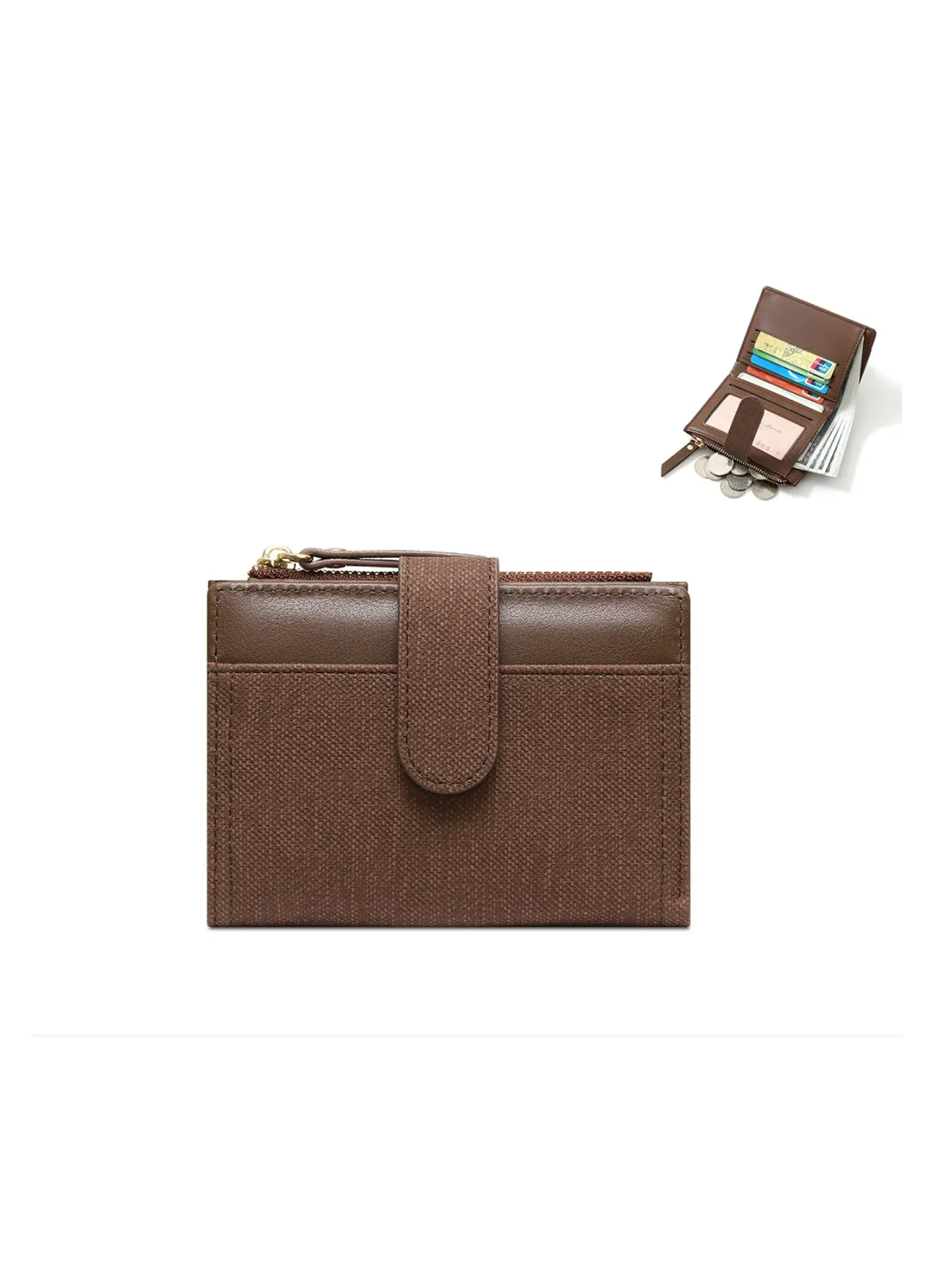 New Vintage Short Women's Wallet, Foldable Two-Fold, Multiple Card Slots, Coin Purse, Multi-Functional Zipper Money Clip