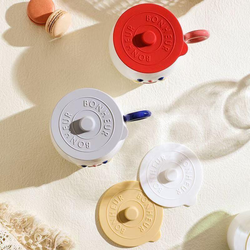 4PCS Universal Silicone Cup Lid Dustproof for Ceramic Glass Mug Tea Cup Storage Bins with Lids
