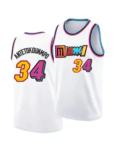 #34 Miami Themed Basketball Jersey Sleeveless Embroidered Stitched Casual Fan Top
