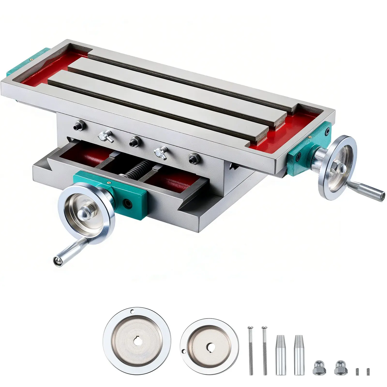 Tool Upgrade VEVOR Compound Milling Work Table, 17.7x6.7 in, 2-Axis 4-Way Multi-Axis Move, Heavy-Duty Multifunction Table for Mill/Drill Work