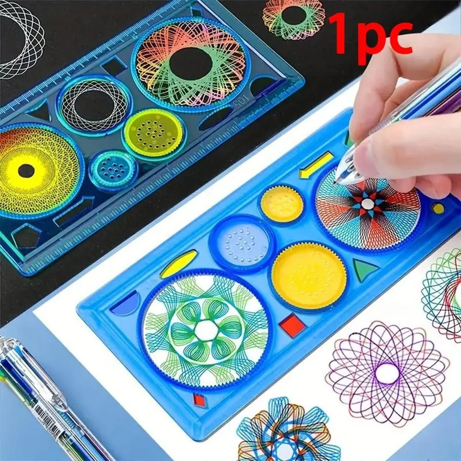 DIY Drawing Ruler Kit, Plastic Measuring Tool for Artists and Office Supplies, Essential Crafting Accessory with Markers and Stencils