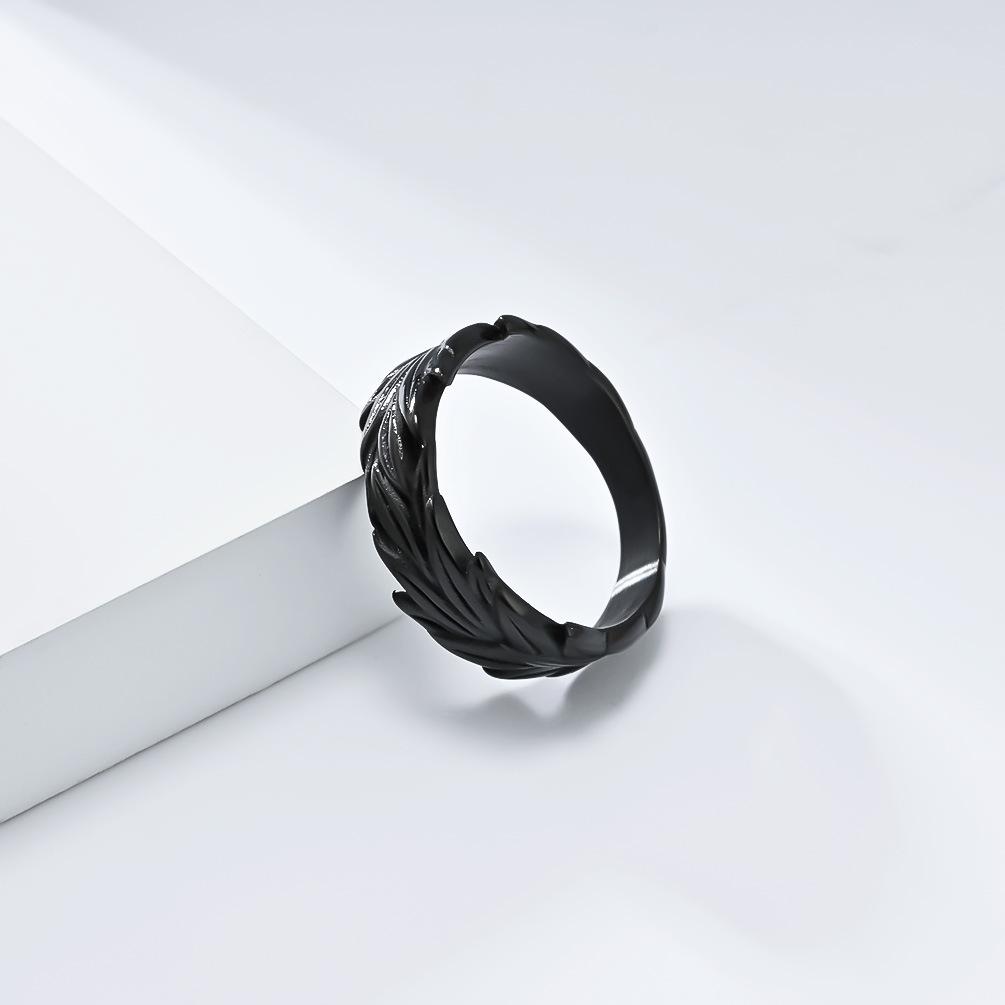 retro neutral wind hemp leaf titanium steel ring ring niche personality wheat ear pattern stainless steel hand jewelry