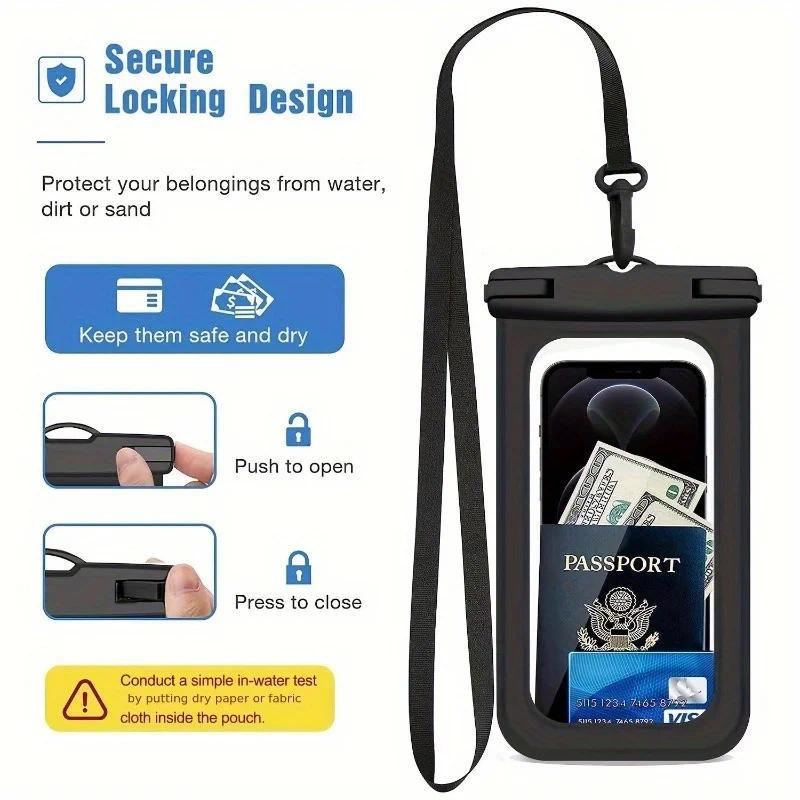 Waterproof Phone Bag, 1 Count Universal Large Capacity Phone Case with Lanyard, Swimming Phone Bag, Phone Accessories for Swimming, Beach, Pool, Phone Accessories, Cover, Smartphone