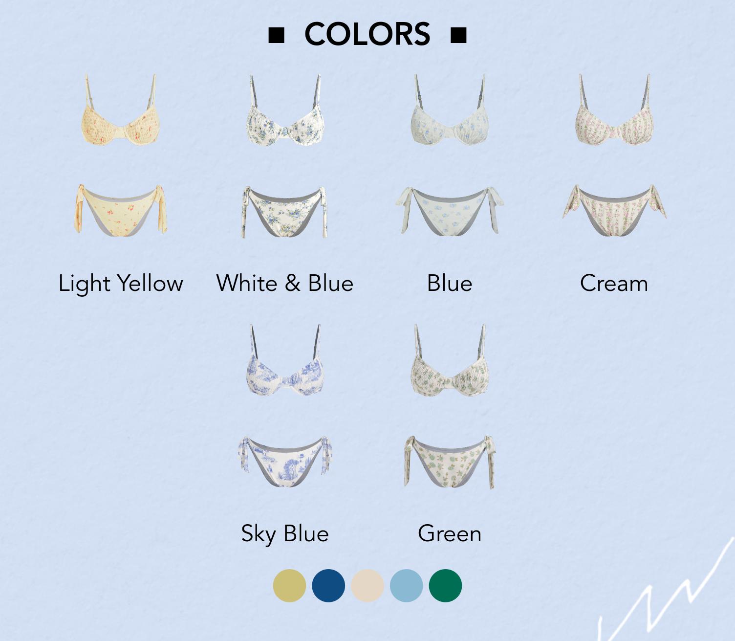 Cider Square Neck Floral Shirred Underwire Tie Side Bikini Swimsuit SpringStatements