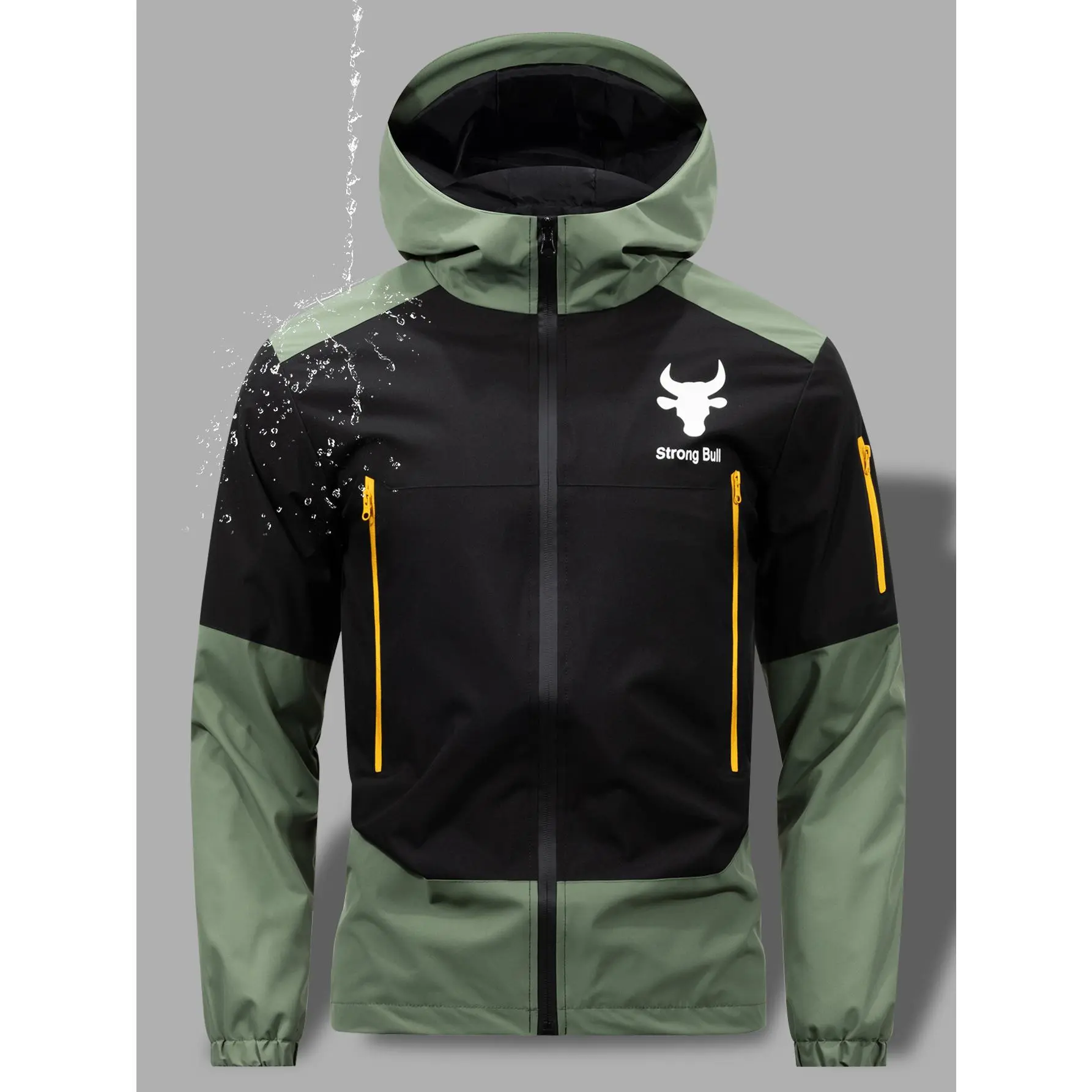 Men's Hooded Windbreaker Jacket Lightweight Outdoor Shell Full Zip Colorblock Patchwork Tactical Activewear Running Hiking Training Sporty Apparel  Graphic Print Contrast Zipper Pockets Windproof Casual Streetwear Gorpcore Outfits wind resistant