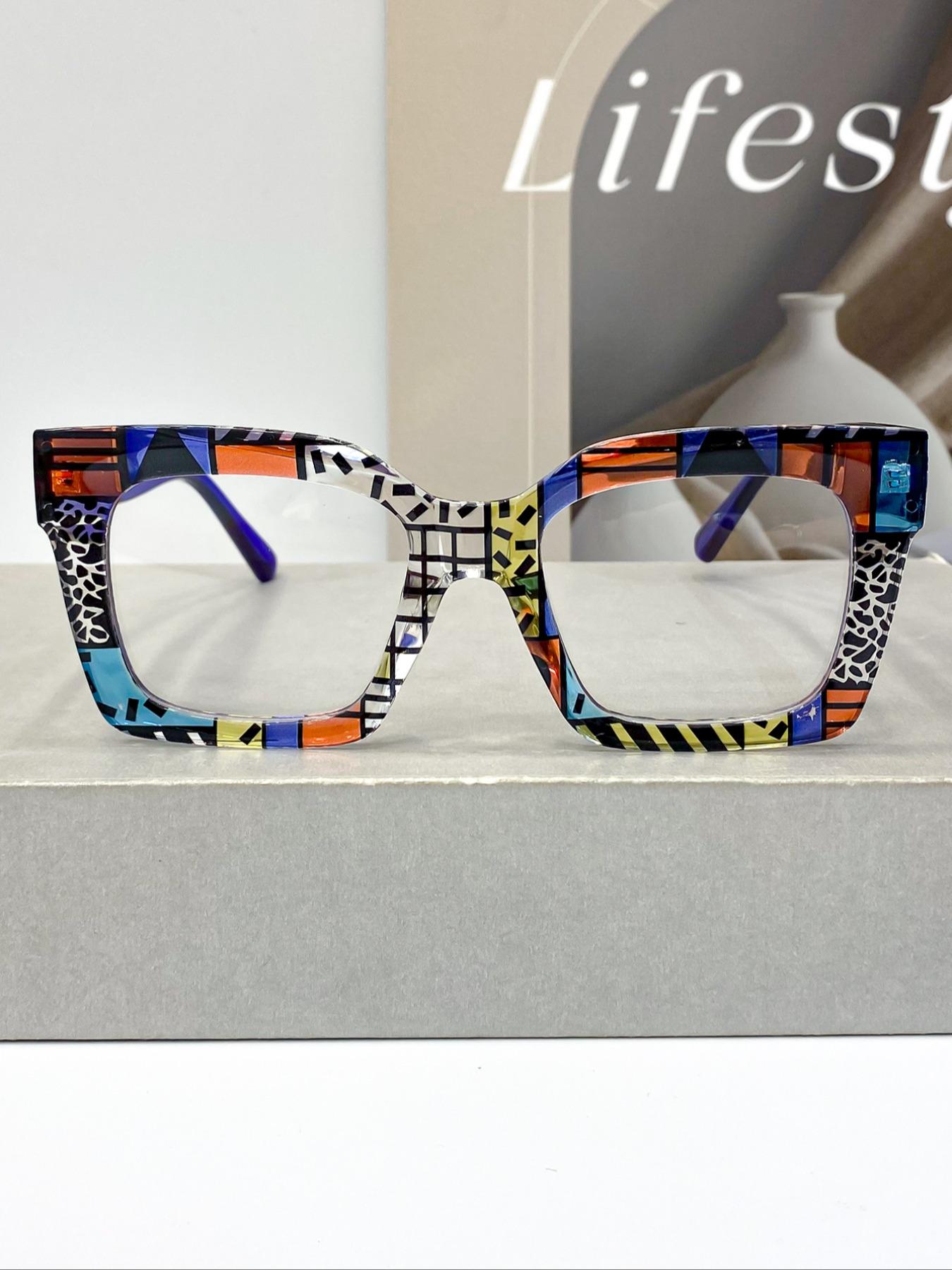 New Classic Bohemian Large Frame Square Fashion Mirror, High-Quality Multi-Color Trendy Street Style Square Frames Glasses for Men & Women Daily Wear Stylish Trendy Eyewear