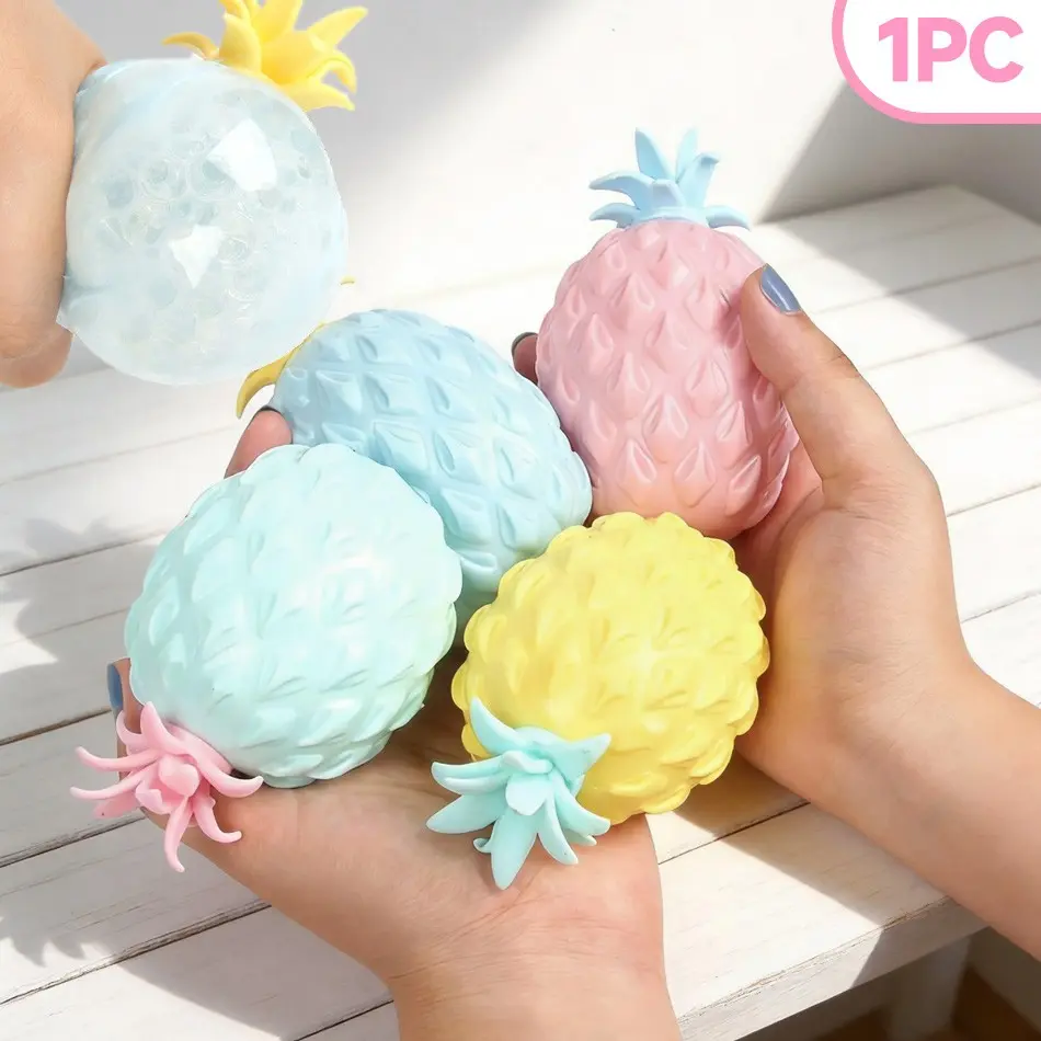 Random Color Blind Bag Stress Relief Pineapple Squeeze Toy, Maroon Series Soft Gel Water Beads Grape Ball, Pressure Release Game