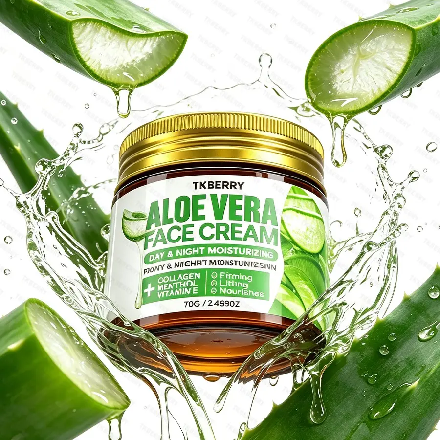 70G 95% Aloe Vera Moisturizer Facial Cream,with Collagen,menthol,vitaminE,Anti Wrinkle skincare Face Moisturize,For Body,Facial Dry Skin,Lift and tighten the skin,Smooth skin,Fresh and non-greasy,Unisex